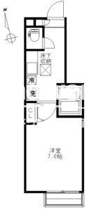 1階1Kタイプ間取り
